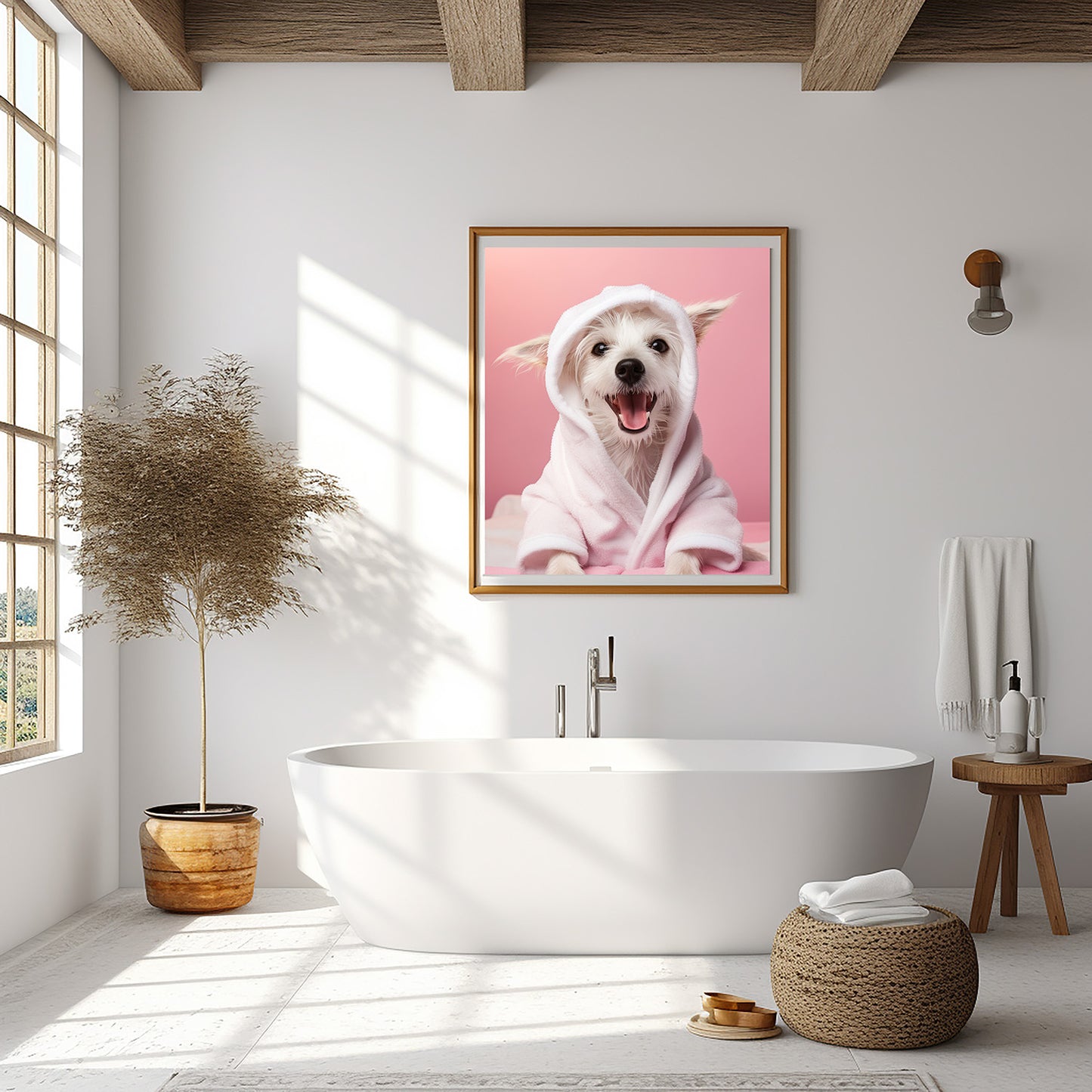 Custom Pet Bathroom Portrait, Funny Pet Art for Bathroom Decor, Personalized Dog or Cat Portrait, Pet Wall Art, Unique Housewarming Gift