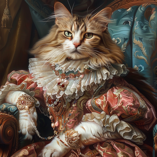 Custom Renaissance Cat Portrait, Royal Portrait, Luxury Pet Portrait, Regal Pet Art, Royal Pet Portrait, Personalized Pet Gift, Elegant Pet Memorial